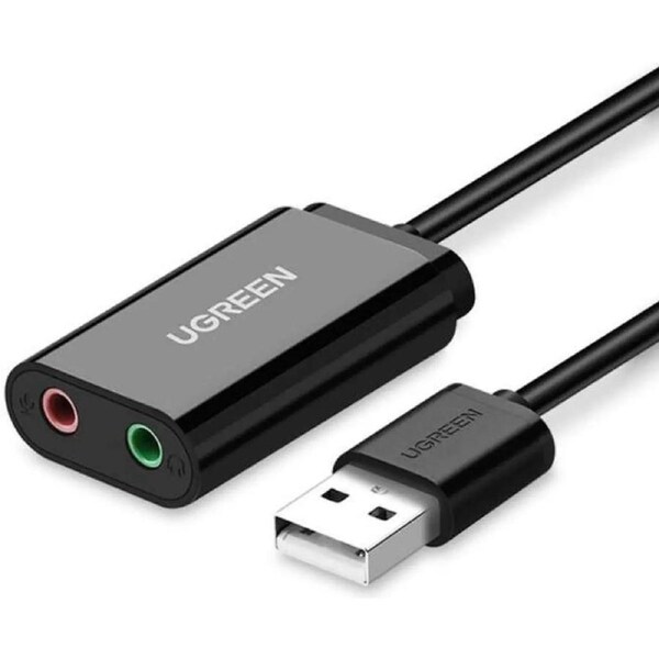 ESTONE USB Audio Adapter, USB to 3.5mm Jack TRS AUX Adapter for Built-in Chip USB Sound Card for Headset with Separate Plug TRS 3 Pole Microphones,Black