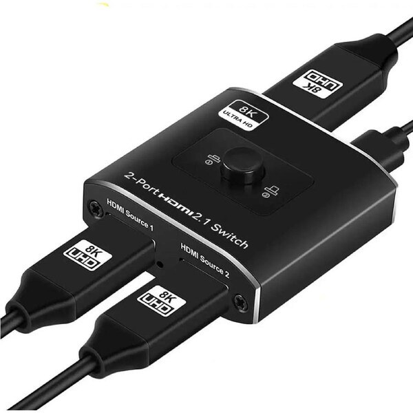 HDMI 2.1 Switch 8K, 4K@120Hz/8K@60Hz HDMI Switcher, 2 in 1 Out,HDMI 2.1 and HDCP 2.3,48Gbps 3D HDR for PS5/PS4/Xbox/Roku/Apple TV