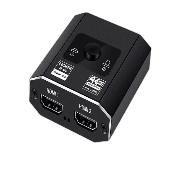4K@60Hz HDMI Switch with HDMI Cable, 4K HDMI 2.0b Switch Bi-Directional 2 in 1 Out/ 1 in 2 Out Supports 4K@60Hz, 1080p@120Hz, 18Gbps High Speed for PS5 Xbox Projector Monitor Blu-Ray Player etc