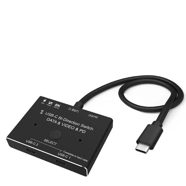 KVM USB C two-way Switch 1x2/2x1 USB 3.1 splitter data video switcher 8K @ 30Hz PD 100W for PC monitor Mobile phone Multi-source