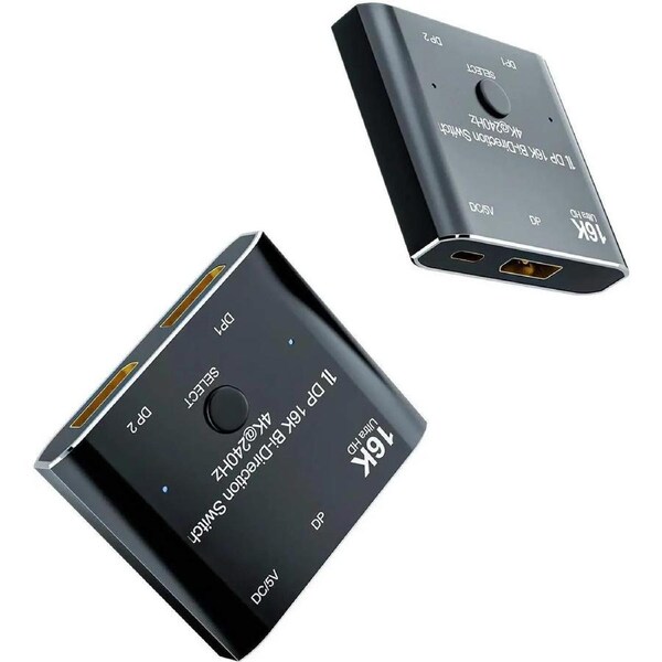 ESTONE DisplayPort 16K DP 2.0 2In 1Out 1In 2Out Switch Bi-Direction 16K@60Hz 4K@240Hz Splitter Converter for Multiple Source and displays(A0201)