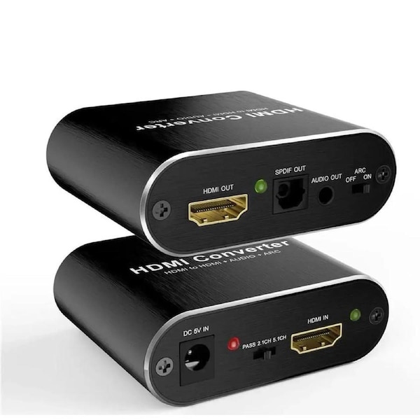 ESTONE 4K HDMI to HDMI and Optical TOSLINK SPDIF + 3.5mm Stereo 5.1 ARC Audio Extractor Converter HDMI Audio Splitter Adapter(HDMI Input, HDMI + Digital/Analog Audio Output),(OZV8)