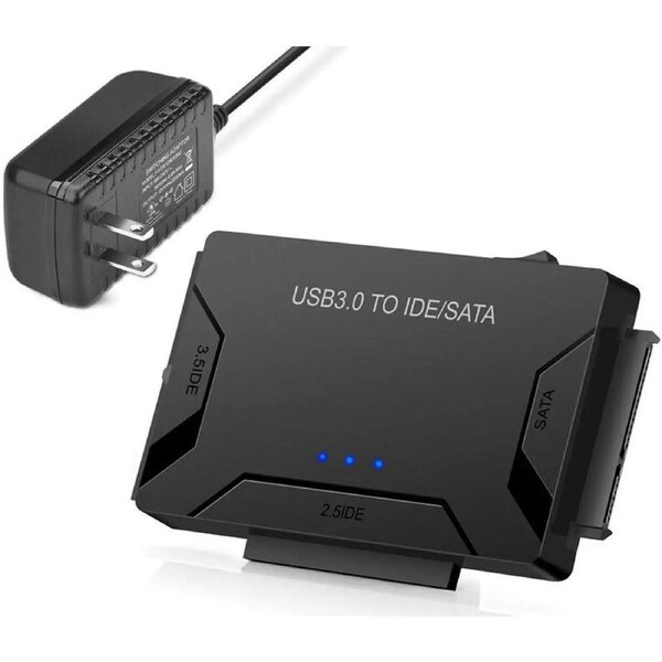 ESTONE External USB 3.0 to IDE/SATA Converter Hard Drive Adapter for 2.5"/3.5" SATA HDD/SSD; 2.5"/3.5" IDE HDD; DVD-ROM, CD-ROM, CD-RW, DVD-RW, DVD+RW, 12V 2A Power Adapter included