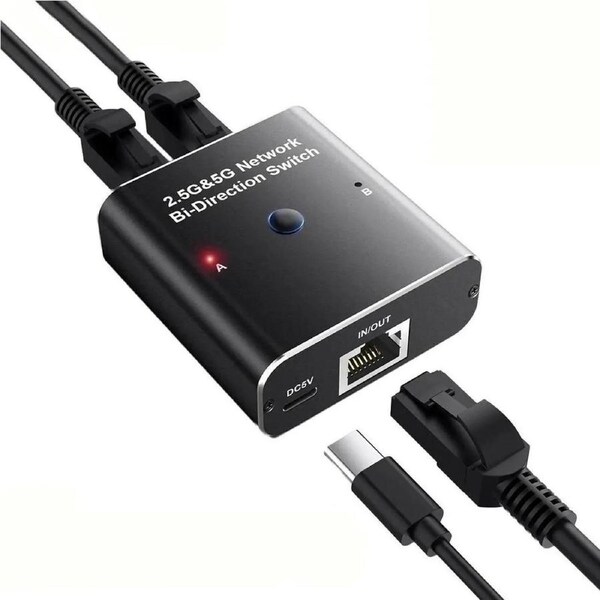 ESTONE 1000Mbps Network Bi-Direction Switch RJ45 Splitter 1 to 2 Ethernet Adapter Network Cable Extender 2.5G 5G Gigabit LAN Connector for Cat5/5e/6/7/8 Cable
