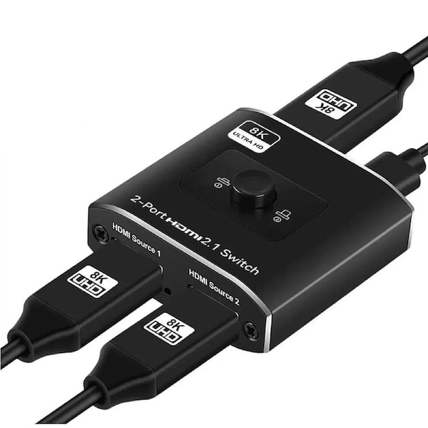 HDMI 2.1 Switch 8K, HDMI Switcher 2 in 1 Out, 2 Port 4K 120Hz HDMI Selector Hub Support 8K@60Hz 48Gbps for Xbox Series X PS4 Pro PS5 Roku UHD TV Monitor Projector(OZ8Q2)