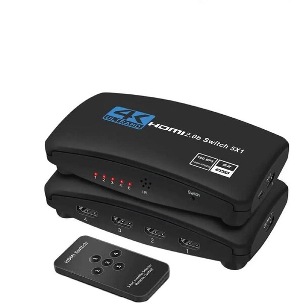 HDMI Switcher, 5x1 HDMI Selector 5 In 1 Out with IR Wireless Remote Control for Fire Stick, Xbox, PS3/4, Roku, Apple TV and DVD Players ect Support 4K*2K(3840*2160) 3D Ultra HD - OZQ3-5