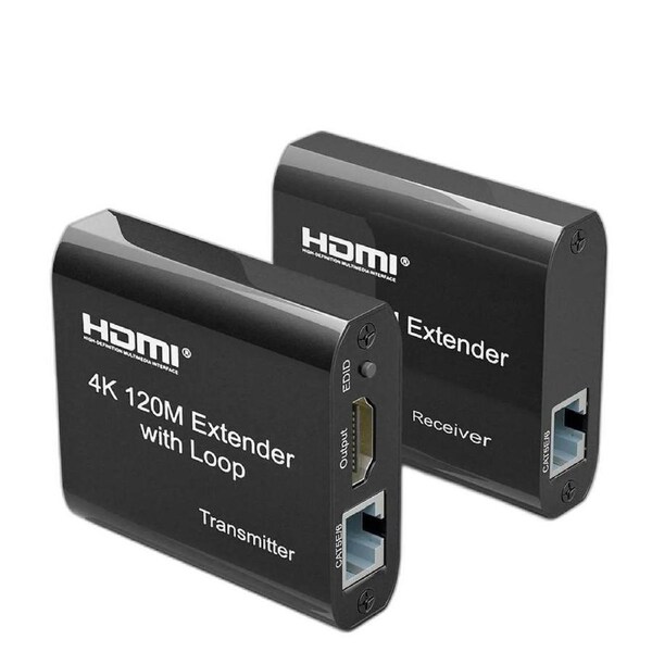 4K 120M HDMI Extender Over Cat5e/6 RJ45 Ethernet Cable 4K@30HZ Audio Video Splitter Up to 120M Support Laptop DVD TV