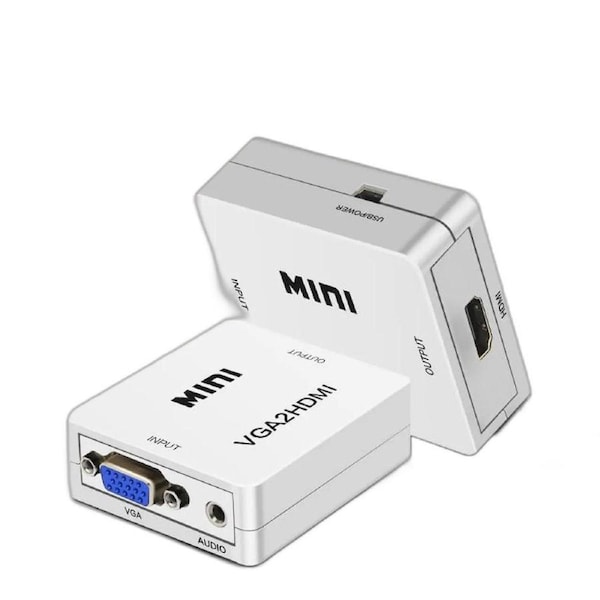 ESTONE VGA to HDMI Converter Adapter, Output 1080P VGA Female to HDMI Female Audio Video Cable Converter Adapter for HDTV, AV, HDTV, Computer, Desktop, Laptop, PC, Monitor, Projector (White)