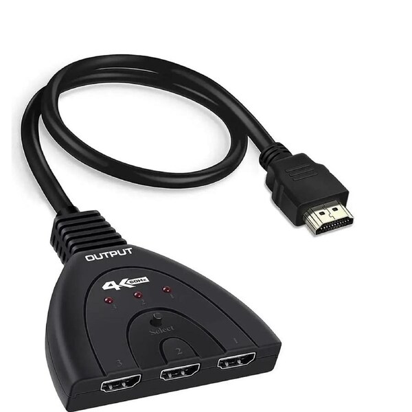 HDMI Switch 4K 60Hz, ESTONE HDMI 2.0 Switcher 3 in 1 Out, 3 Port HDMI Selector Box Support HDCP HDR 3D 18Gbps for Xbox PS4 Roku HDTV Monitor, with Pigtail Cable