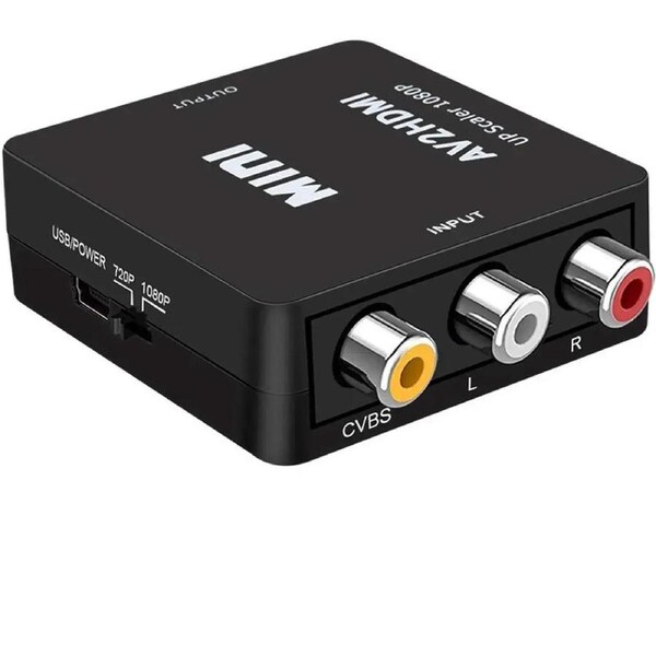 ESTONE AV to HDMI Converter RCA Composite CVBS to HDMI Video Audio Converter Adapter,Support 1080P with USB Charging Cable for TV/PC/PS3/Blue-Ray DVD , Black