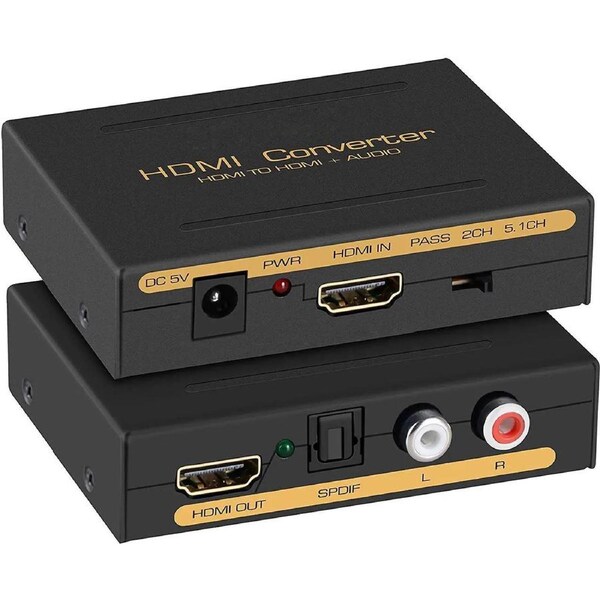ESTONE 1080P HDMI Audio Extractor, HDMI to HDMI with Audio (Optical SPDIF + L/R Stereo) Adapter for Connecting Sound System to Firestick, Projector, Apple TV, Roku, PS3/4, Xbox, PC, Laptop and More
