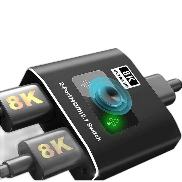 HDMI 2.1 Switch 8K 2 in 1 Out HDMI Switcher 2 Port Support 8K 60Hz 4K 120Hz HDCP 2.3 Ultra HD 3D for Xbox PS4 PS5 Roku UHD TV Monitor Projector (OZ8Q2)