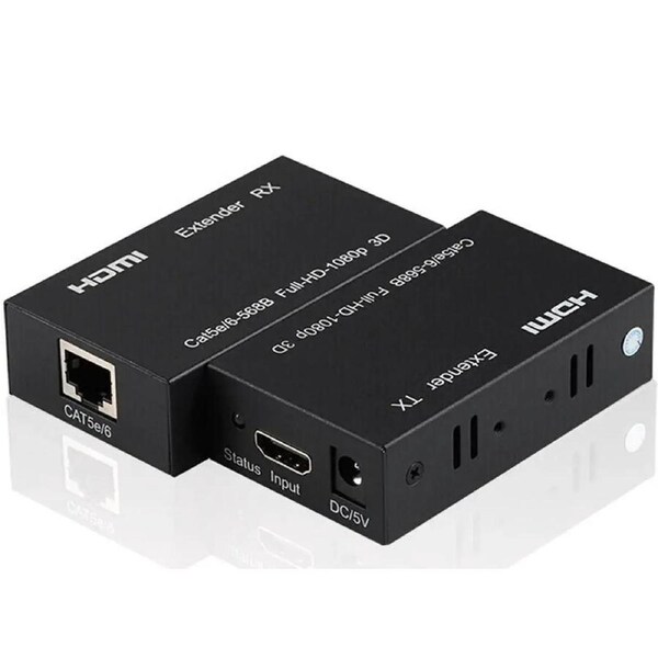 ESTONE HDMI Extender, 196ft/60m HDMI Extender (Tx + Rx) Via Single RJ45 Cat6 Ethernet Cable Transmit Up to 60M, Support 1080p, 3D, HDCP, with EDID Function