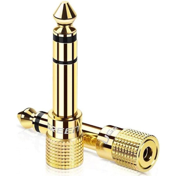 ESTONE Stereo Audio Adapter, 6.35mm (1/4 inch) Male to 3.5mm (1/8 inch) Female Headphone Jack Plug, Gold Plated, 2 Pack