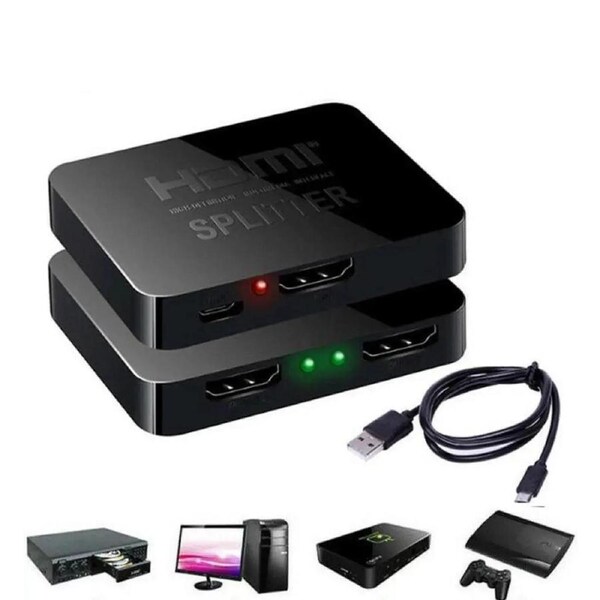 ESTONE HDCP 4K HDMI Splitter Full HD 4K 1080p Video HDMI Switch Switcher 1X2 Split 1 in 2 Out Amplifier Dual Display For HDTV DVD