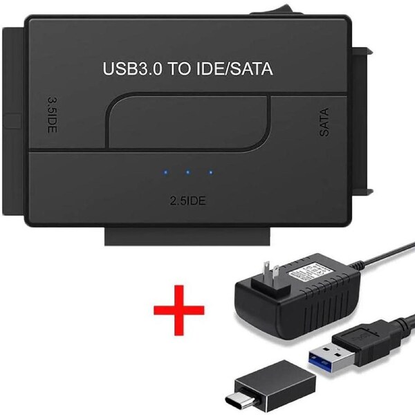 USB 3.0 to IDE/SATA External Hard Drive Reader Applicable to 2.5"/3.5" HDD/SSD, with 12V/2A Power Supply, E02