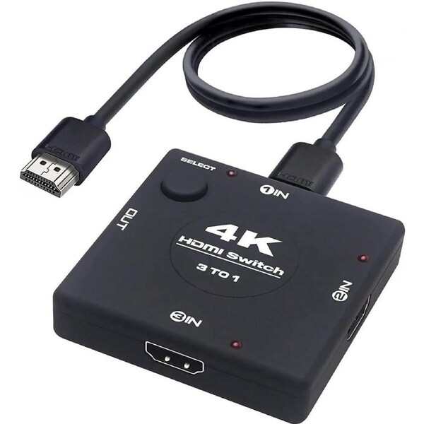 HDMI Switch 4K@60Hz 3 in 1 Out HDMI Splitter, 3 Port Hdmi Switcher Box Supports Full HD 4K 1080P 3D,Multi Port HDMI Switcher Selector 2.0 HDMI Switch for Xbox PS3 4 5 TV Gaming Mac Roku HDTV