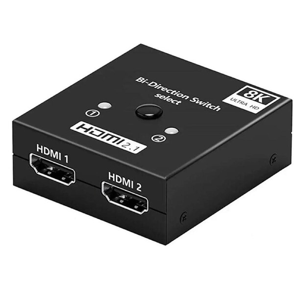 4K 120Hz HDMI2.1 Switcher, 8K HDMI Splitter 2 Ports Bi-Direction Manual Switch 2 x 1/1 x 2 HDMI Passthrough,No External Power Required - Supports 8K@60hz and 4K@120hz