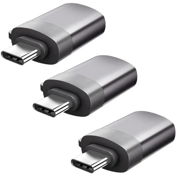 ESTONE USB C to USB 3.0 Adapter 3-Pack, Type C to USB A 3.0 Aluminum Adaptor with Data Transfer Up to 5Gbps, Thunderbolt 3 to USB 3.1 Female OTG Compatible with MacBook, iPad Pro 2018, Samsung, Gray
