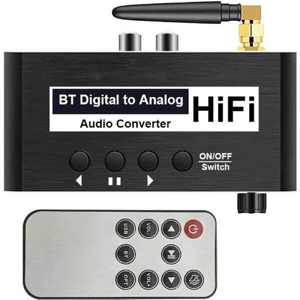 192KHz Digital to Analog Audio Converter with Volume Adjustment,Digital SPDIF/USB/Bluetooth to Analog Stereo L/R RCA and 3.5mm Jack Converter for PS3 PS4 DVD AppleTV Home Cinema