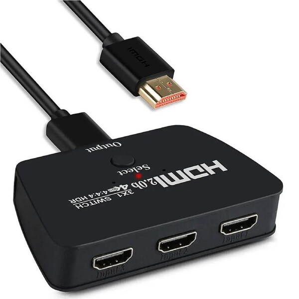 HDMI Switch 3 in 1 Out 4K HDMI Switcher Splitter, 4K 30Hz HDMI Switch with 3.9FT HDMI Cable, HDMI 3 Port Box Hub Supports HDR CEC 3D HDCP1.4, Compatible with PS5 PS4 Xbox Fire Stick Roku Apple TV PC