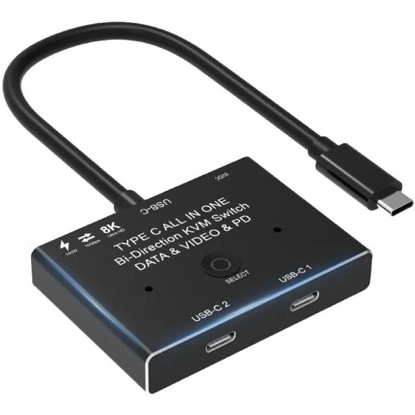 USB-C USB3.1 Type-C 8K Switch Bi-Direction 8K@30Hz 4K@120Hz Power Delivery 100w 10Gbps Data Transfer Multi-Function Splitter Converter (8K)