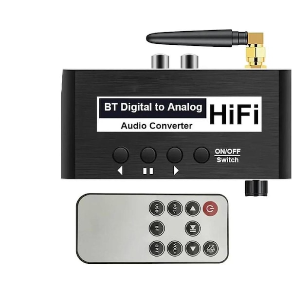 DAC 192KHz Digital to Analog Audio Converter, DAC Digital SPDIF Optical to RCA+3.5mm Converter, USB & Bluetooth Toslink Optical to 3.5mm Adapter for PS4 HD DVD Home Cinema Systems