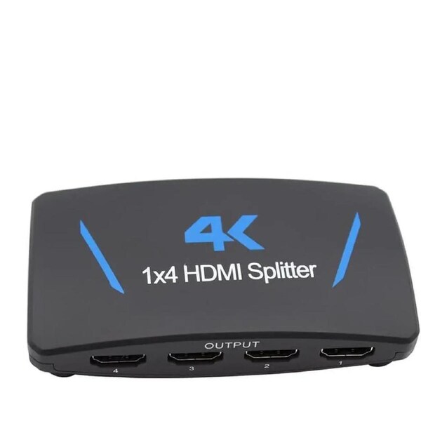 ESTONE 1x4 HDMI Splitter 4 Port 1 in 4 Out HDMI Switch 1 Port to 4 HDMI Display Duplicate/Mirror Powered Splitter Ver HDMI1.4 Certified for Full HD 4Kx2K@30Hz 1080P High Resolution 3D Support