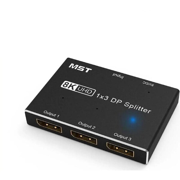 ESTONE 3 Port DisplayPort 8K DP 1.4 Switch Direction 1 IN 3 OUT 8K@30Hz 4K@120Hz Splitter Converter for Multiple Source and displays.