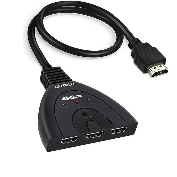 HDMI Switch 3 in 1 Out 4K HDMI Switcher with Pigtail Cable, 4K 60Hz HDMI Switch, HDMI 3 Port Box Hub Supports HDR 3D HDCP, Compatible with PS5 PS4 Xbox Fire Stick Roku Apple TV PC