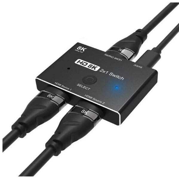 HDMI 2.1 Switcher 2 in 1 out 8K@60Hz 4K@120Hz Ultra HD KVM Switcher 2x1 Adapter for PS4/5 TV Box HDTV Xbox Projector