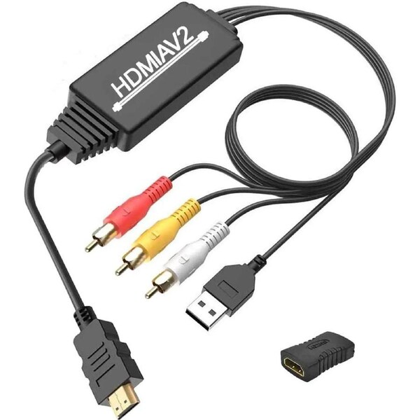 ESTONE HDMI to RCA Converter, HDMI to RCA Cable, 1080P HDMI to AV Adapter Cable Supports NTSC for TV Stick, Roku, Chromecast, Apple TV, PC, Laptop, Xbox, HDTV, DVD Etc