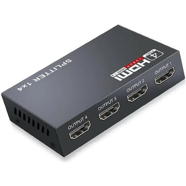 1x4 HDMI Splitter, ,ESTONE 1 in 4 Out HDMI Splitter Audio Video Distributor Box Support 3D & 4K x 2K Compatible for HDTV, STB, DVD, PS3, Projector Etc