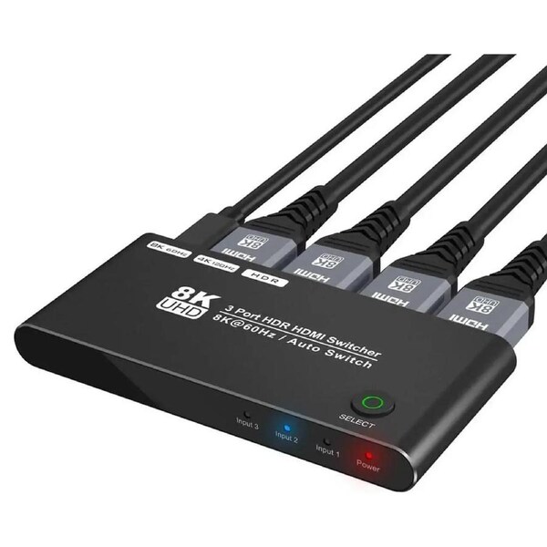 ESTONE HDMI 2.1 Ultra 8K HD 3in 1out Switcher ,8K@60Hz 4K@120Hz High Speed 48Gbps Switcher Converter Compatible with Xbox X PS5