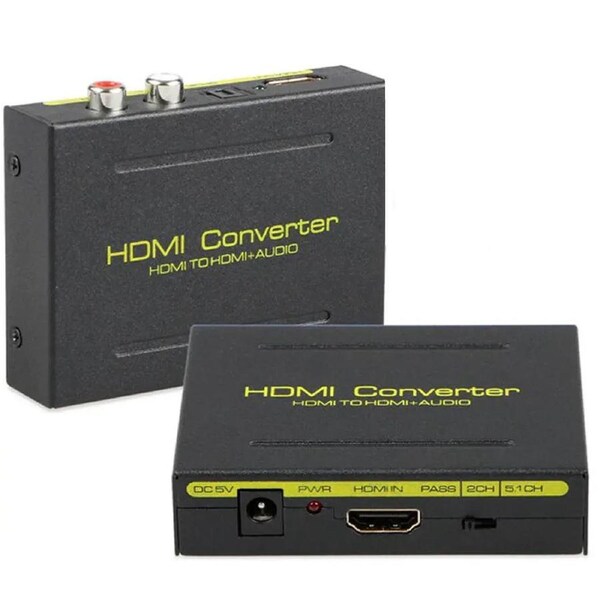 ESTONE Premium Quality HDMI To HDMI + Audio (SPDIF + RCA Stereo) Audio Extractor Converter Support 4K@30Hz 1080P Full HD 3D