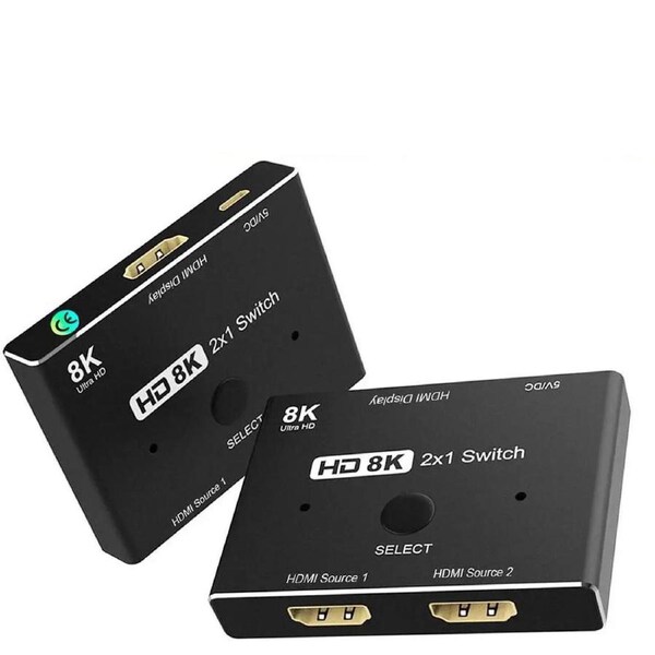 2 in 1 out HDMI-compatible 2.1 Switch Ultra HD 8K@60Hz 4K@120Hz Switcher Splitter With switch button For 2 sources to 1 display