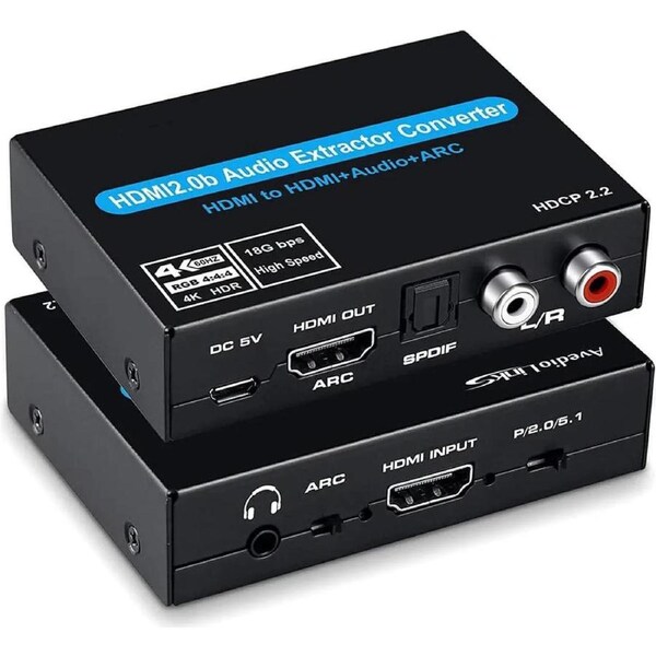 ESTONE 4K 60Hz HDMI Splitter with ARC & Optical Toslink HDMI 2.0 Switch Output Support 3D for PS4 Xbox One DVD Blu-ray Player HD TV Projector