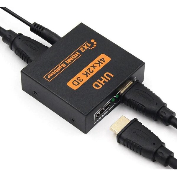 1 x 2 HDMI-compatible Splitter Converter, ESTONE 1 In 2 Out HD 1.4 Splitter Amplifier HDCP 4K/1080P Dual Display for HDTV DVD PS3 Xbox