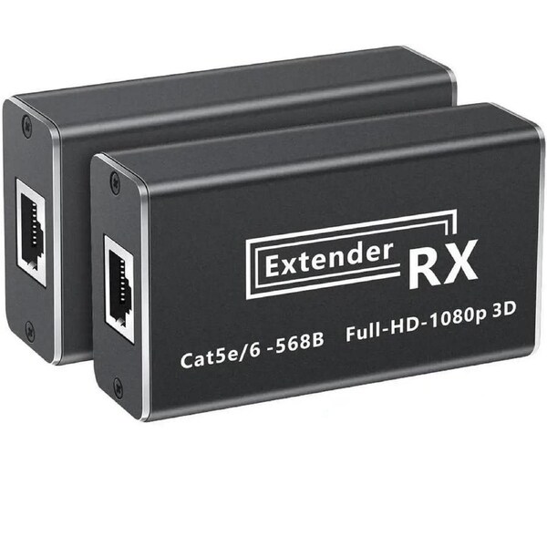 HDMI Extender 1080P 60m/196ft, HDMI Repeater HD HDMI Network Extender Over Single RJ45 Cat6 Ethernet Cables Support Laptop DVD PS3/4 HD Box