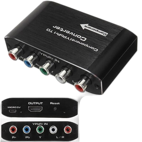 Component to HDMI, Component to HDMI Converter, YPbPr to HDMI Converter Supports Video Audio HDMI V1.4 for DVD PSP Xbox 360 PS2 Nintendo to HDTV Monitor and Projector (Black)