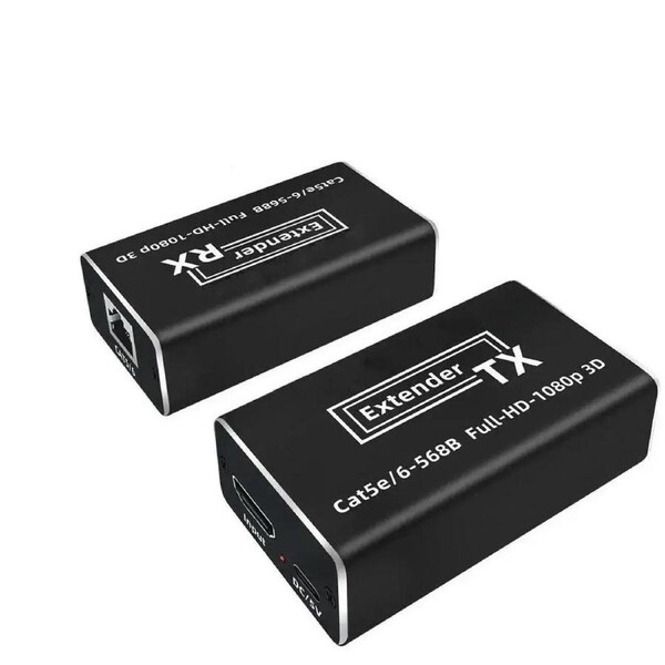 ESTONE HDMI RJ45 Extender Over Cat5e/6 up to 1080P@60Hz 196ft/60m, POC HDMI Supports Laptop DVD PS3/4 HD Box, Gaming, Video Production and More