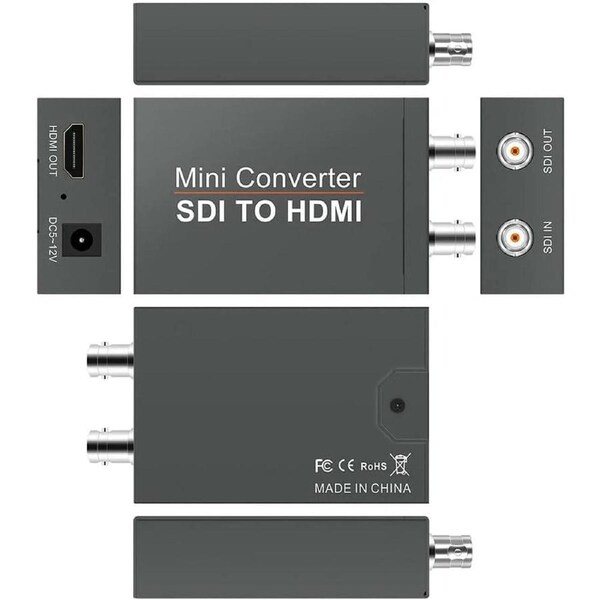 1080P SDI to HDMI Converter,ESTONE SDI to HDMI Audio De-embedder Support 3G-SDI, HD-SDI, SD-SDI Auto Format Detection and Stereo Audio De-embedder, SDI Loopout (OZH5)