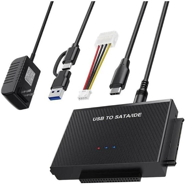 ESTONE USB C to IDE/SATA External Hard Drive Reader Applicable to 2.5"/3.5" HDD/SSD, with 12V/2A Power Supply, E19