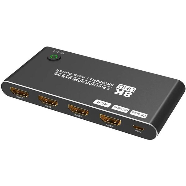 HDMI 2.1 Switch 8K Directional Switch, ESTONE 8K@60Hz 4K@120Hz 1440p@165Hz 1080P@240Hz 3in 1out High Speed 48Gbps eARC Converter Compatible with Xbox X PS5 Aluminum Shell