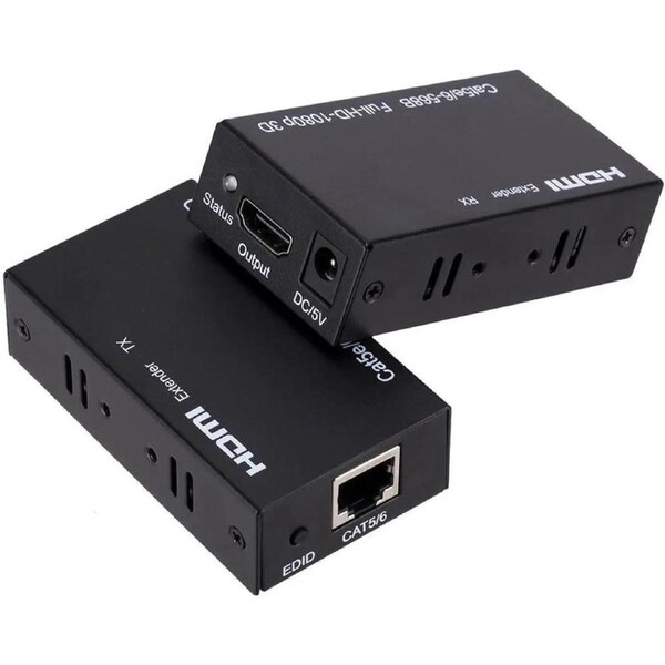ESTONE HDMI Extender 196ft/60m Function 1080p HDMI to RJ45 Network Repeater Over Single Cat5e Cat 6 LAN Cable