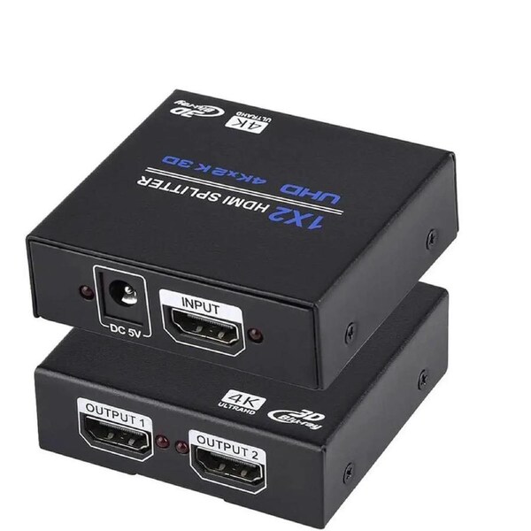 4K 1 in 2 Out HDMI Splitter -ESTONE Ultra HD 4K @ 30 Hz 1x2 V. 1.4 HDCP, Power HDMI Supports 4K 3D Full HD 1080P for Xbox, PS4 PS3 Fire Stick Blu Ray Apple TV HDTV - Adapter Included