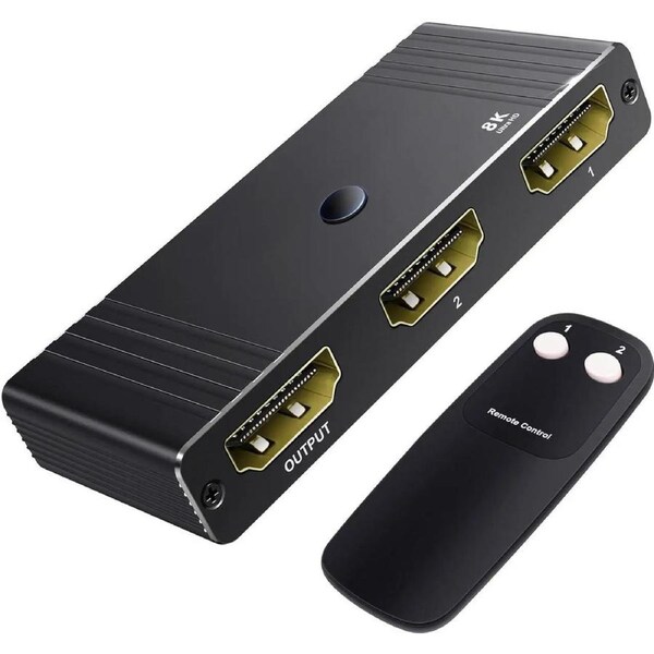 ESTONE 8k@60hz HDMI Switch Splitter, Aluminum Bidirectional HDMI Switcher 2 in 1 Out,Splitter 1 in 2 Out, Manual HDMI Hub Support VRR, Dynamic HDR, HDCP 2.3 Compatible with Xbox PS5/4/3 Blu-Ray Player