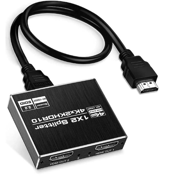 4K@60Hz HDMI Splitter 1 in 2 Out with EDID, ESTONE 1x2 Power HDMI Splitter 2 Ports w/AC Adapter, 4Kx2K@60Hz 3D Full HD Distributor for PS4 Fire Stick HDTV