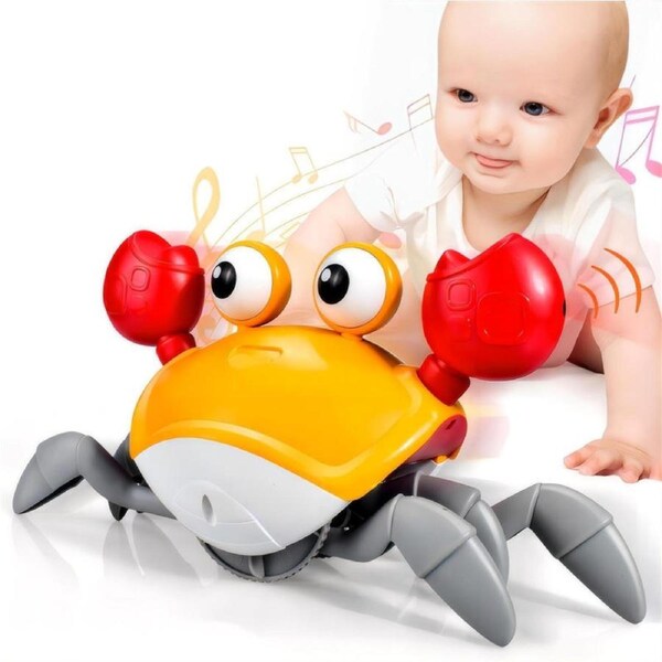 HOLALA Crawling Crab Toy with Music and Light for Toddlers Birthday Gifts-Orange