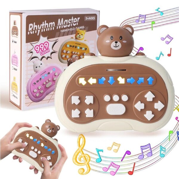 HOLALA Finger Dance Game Handheld Rhythm Game with Light Music for Kids-Bear